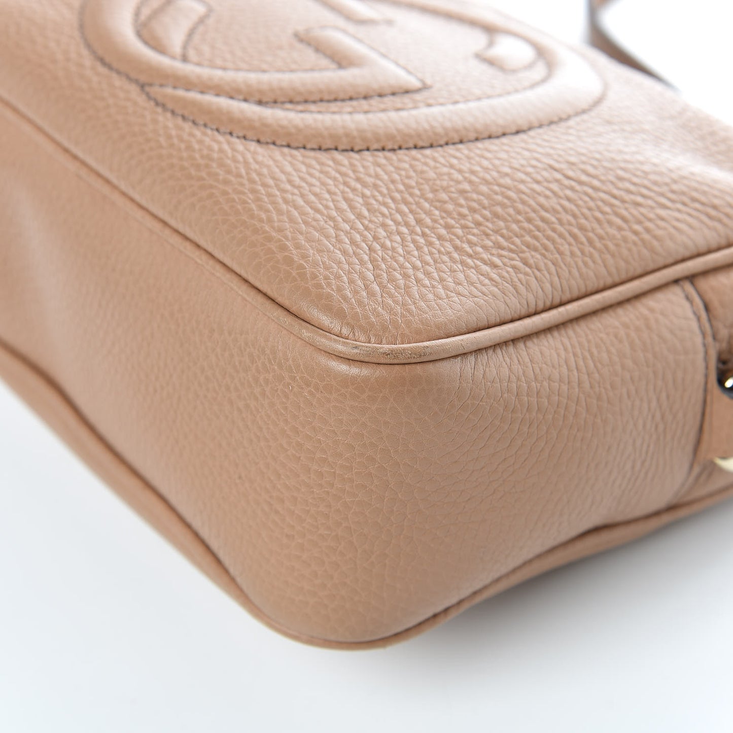 Pebbled Calfskin Small Soho Disco Bag Rose Beige