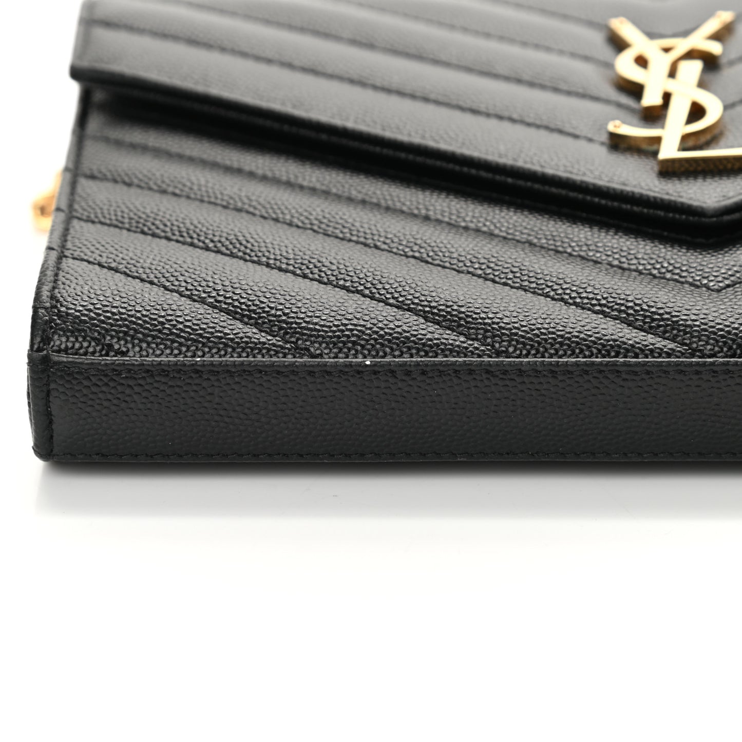 Grain De Poudre Matelasse Chevron Monogram Chain Wallet Black