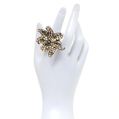 John Hardy Sterling Silver 18K Yellow Gold Dot Ayu Frangipani Flower Ring 54 7 2 of 5