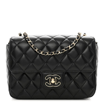 Chanel Lambskin Resin Quilted Mini Heart Square Flap Black 1 of 10