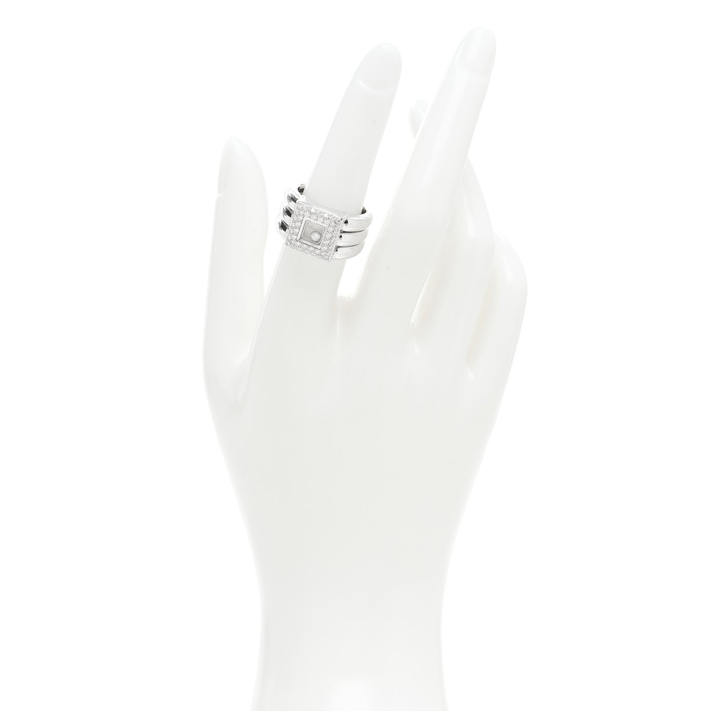 18K White Gold Diamond Happy Diamond Square Pave Ring 52 6