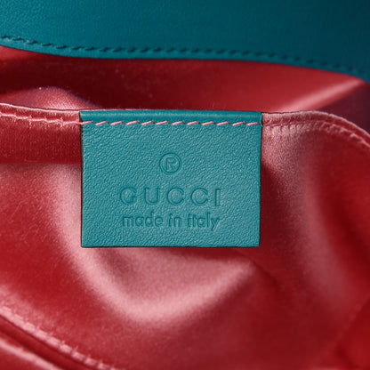 Gucci Velvet Matelasse Mini GG Marmont Shoulder Bag Pavone Cyan 6 of 7