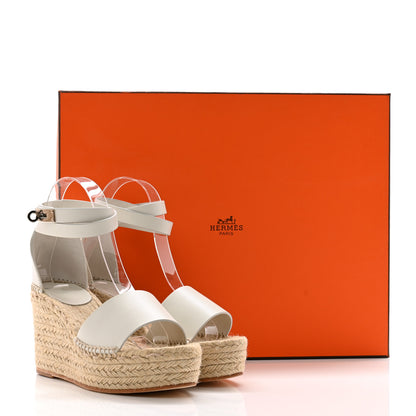 Hermes Calfskin Tivoli Espadrille Wedge Sandals 36 White 11 of 11
