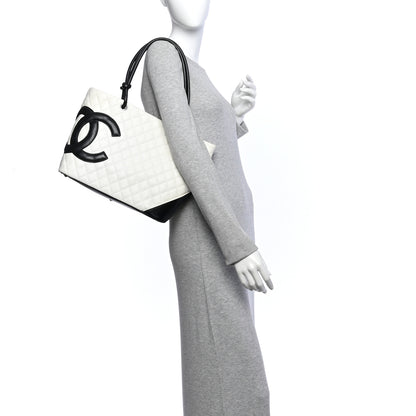 Chanel Calfskin Quilted Large Cambon Tote White Black 2 of 13