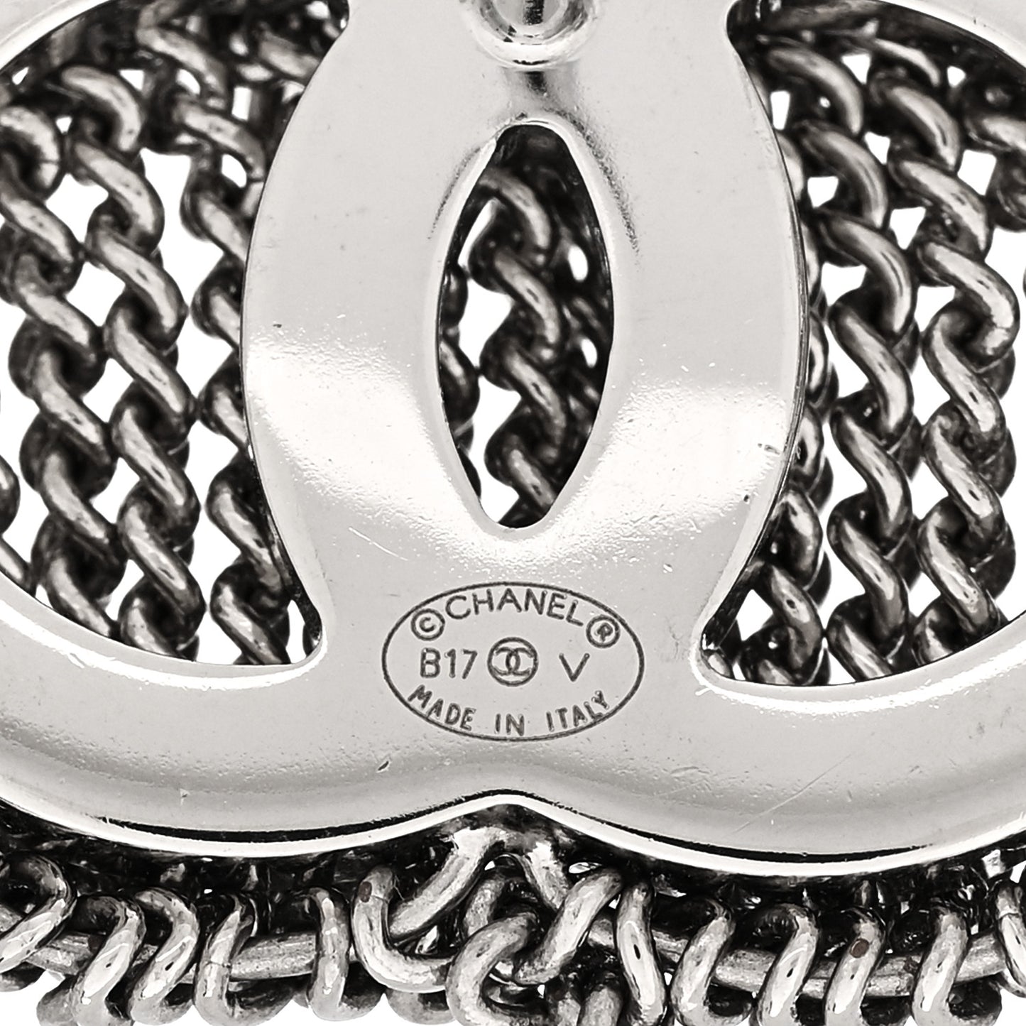 Baguette Crystal CC Chain Drop Earrings Silver