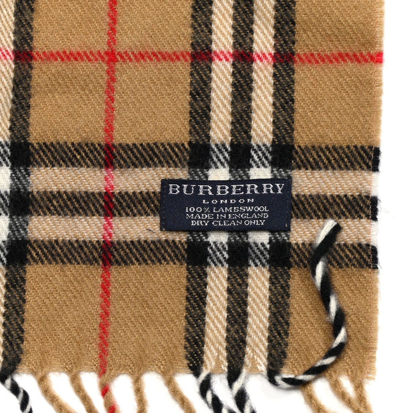 Lambswool Check Fringe Scarf Camel