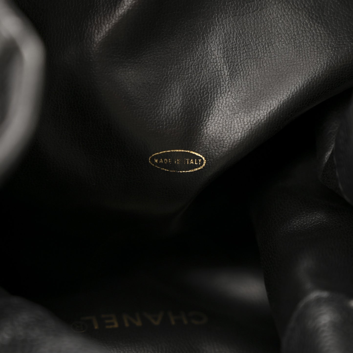 Caviar Quilted Drawstring Backpack Black