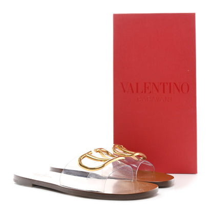 Valentino Garavani PVC Transparent Vlogo Flat Slide Sandals 36 Brown 8 of 8