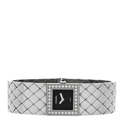 Chanel Stainless Steel Diamond 19mm Matelasse Quartz Watch 2 of 4