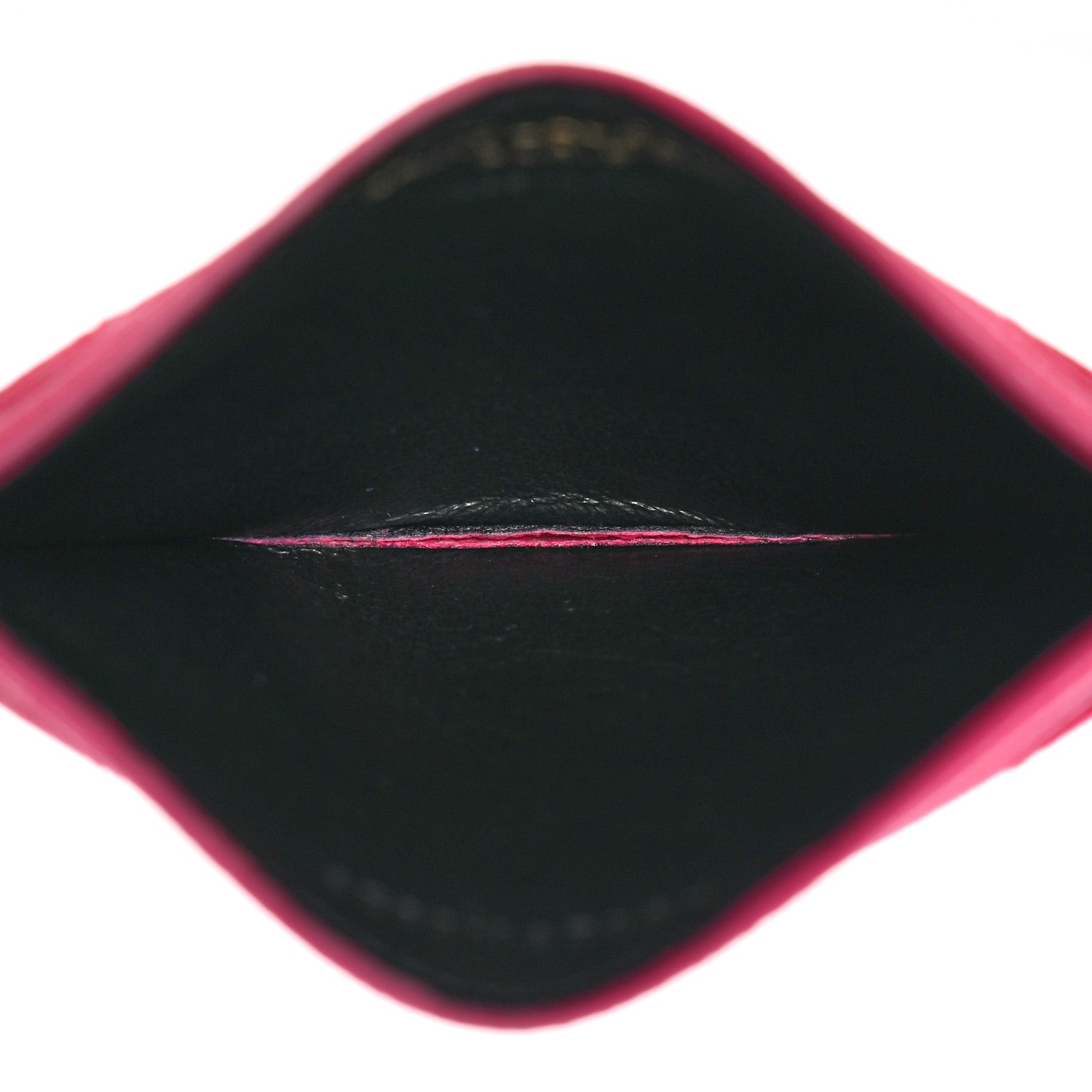 Saint Laurent Grain De Poudre Matelasse Chevron Monogram Credit Card Case Fresh Fuxia 5 of 10