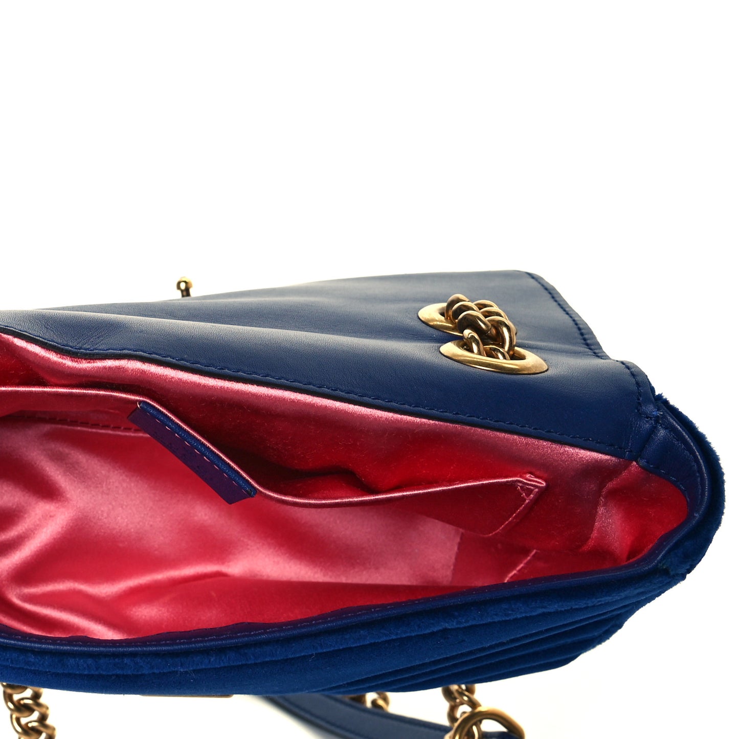 Velvet Matelasse Mini GG Marmont Shoulder Bag Cobalt Blue