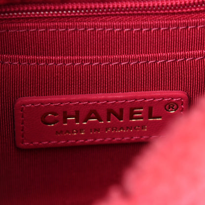 Chanel Shearling Tweed Quilted Mini Square Flap Bag Pink 6 of 11