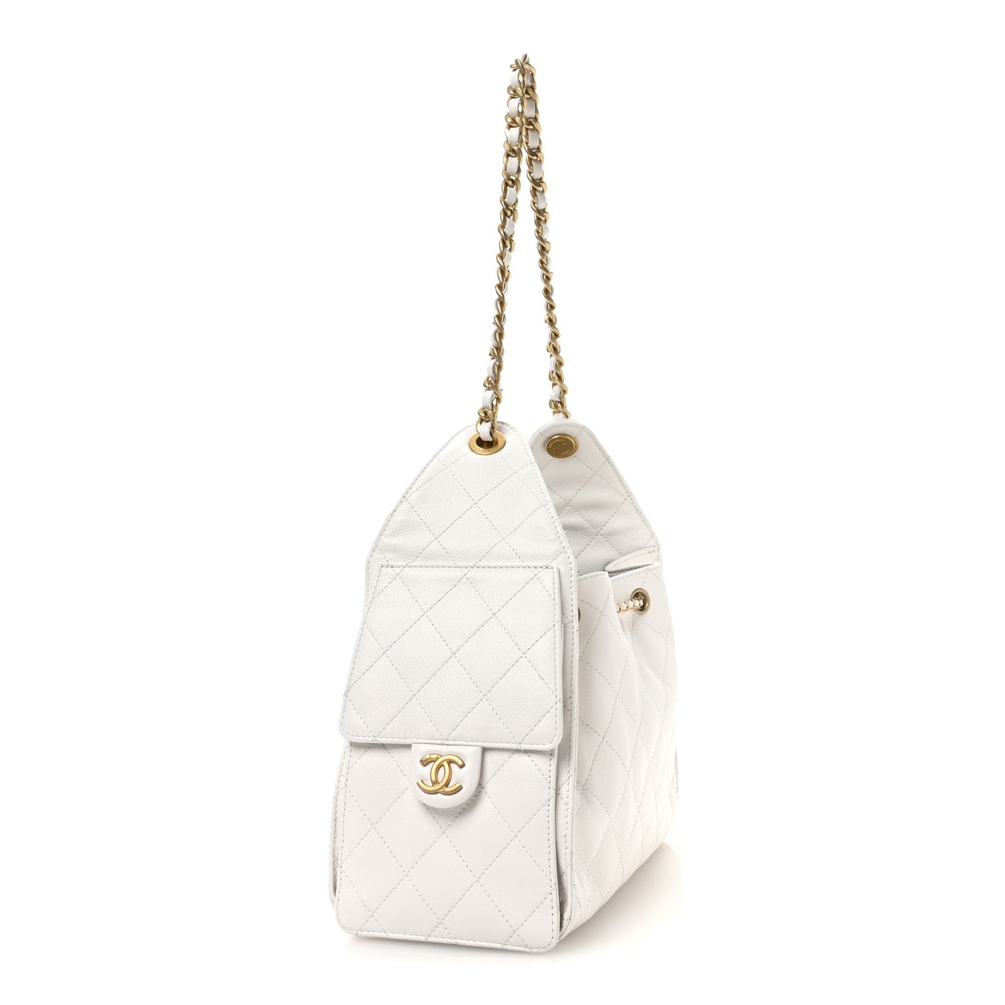 Caviar Quilted Small Chanel 25 Handbag White