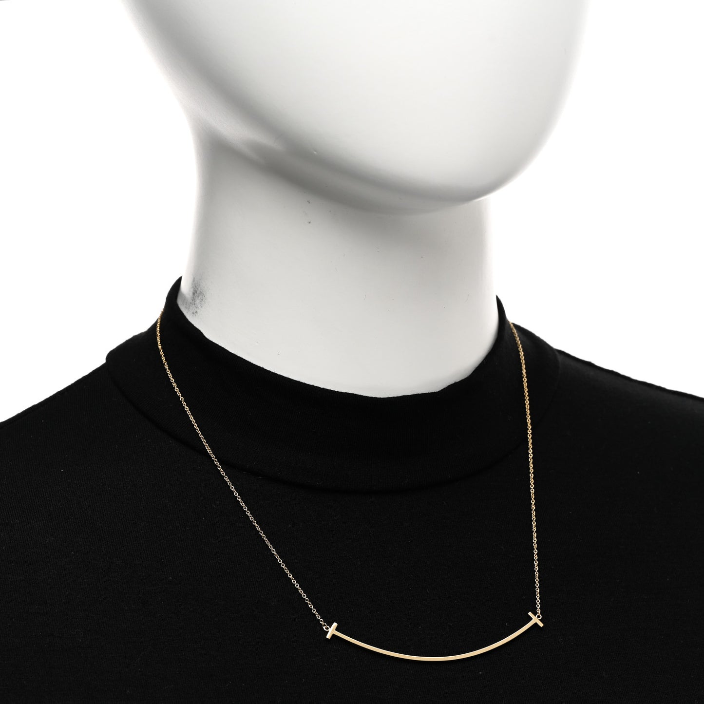 18K Yellow Gold Large T Smile Pendant Necklace