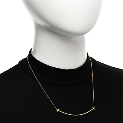 Tiffany 18K Yellow Gold Large T Smile Pendant Necklace 2 of 5