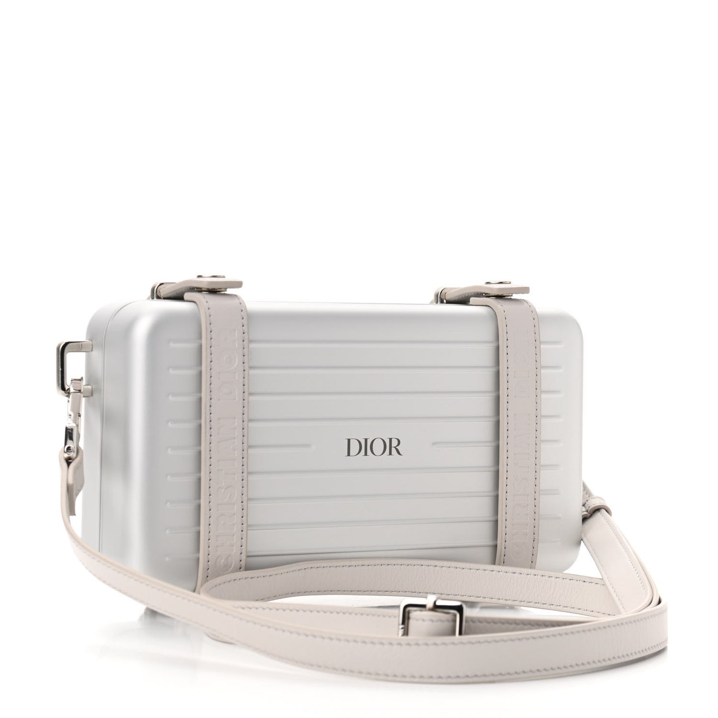 X RIMOWA Aluminum Personal Clutch On Strap Silver