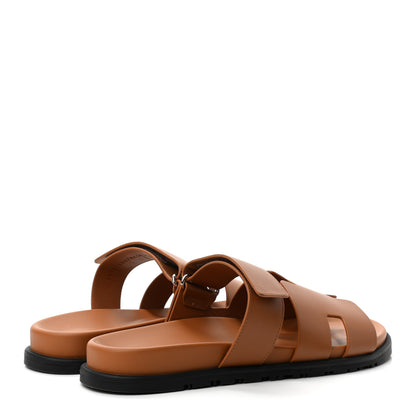Hermes Calfskin Mens Chypre Sandals 42 Gold 4 of 8