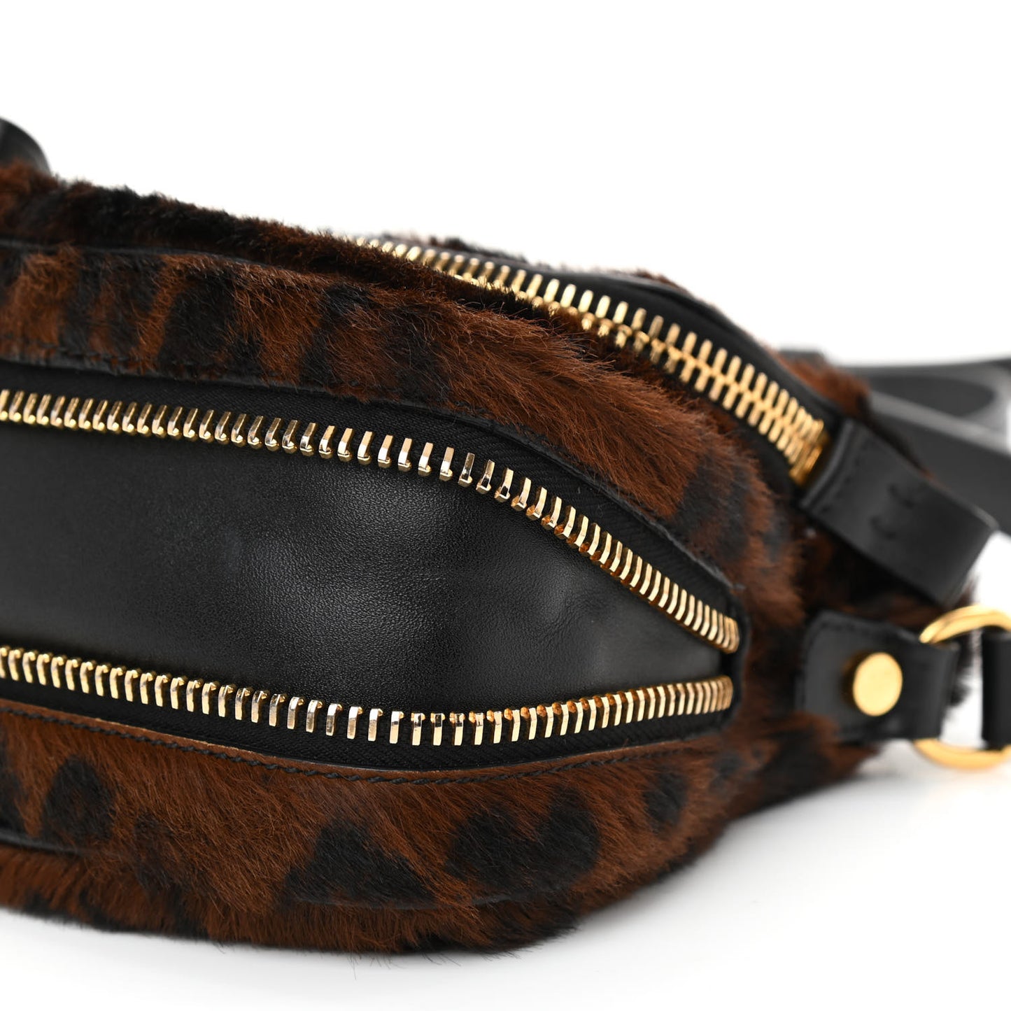 Calfskin Calf Hair Leopard Print Mini Jennifer Crossbody Bag Brown Black