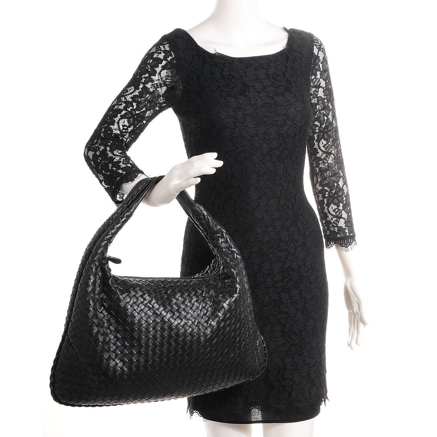 Nappa Intrecciato Large Veneta Hobo Nero Black