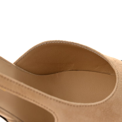 Chanel Suede Cap Toe CC Slingback Pumps 35 Beige Black 12 of 13