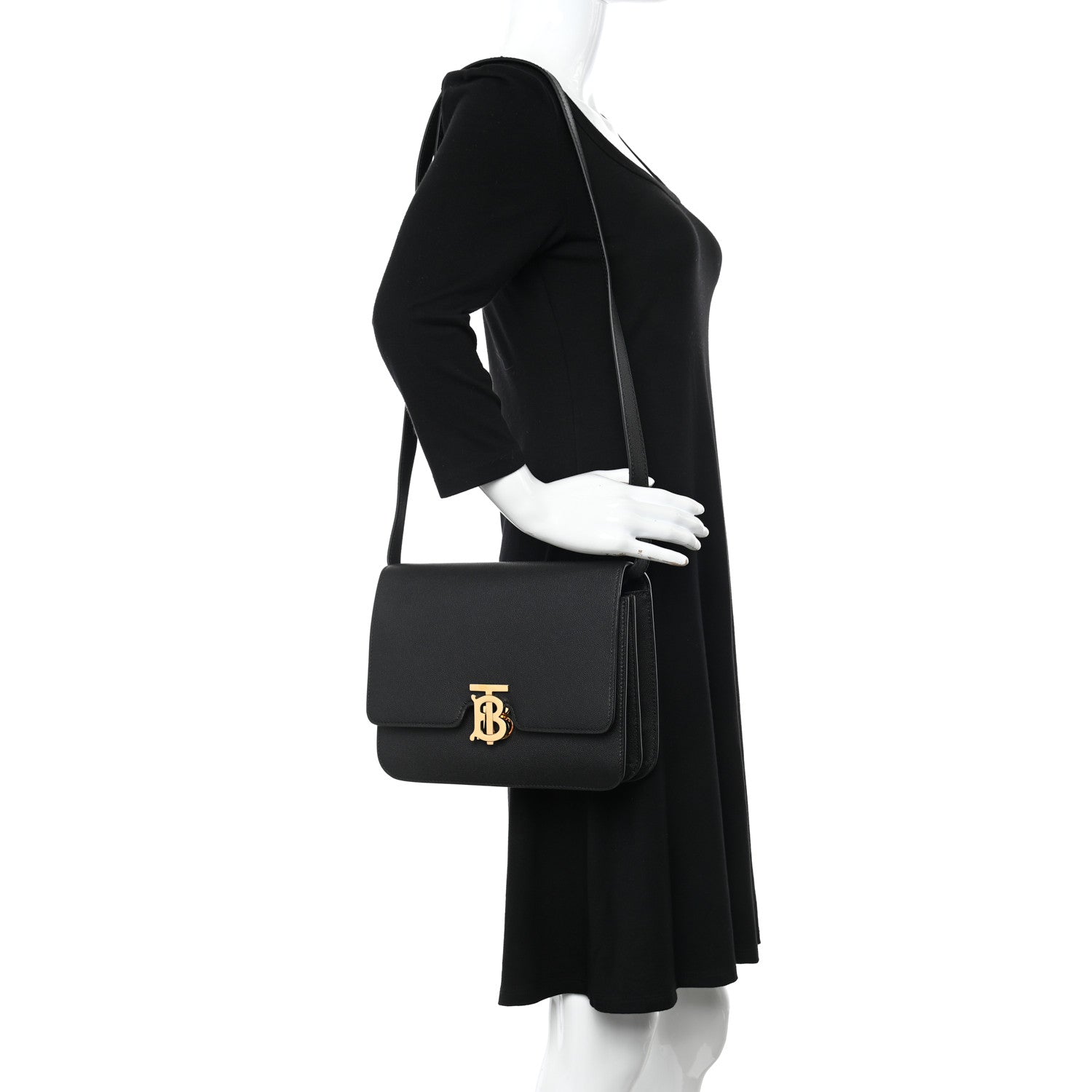 Burberry Calfskin Medium TB Bag Black 2 of 12