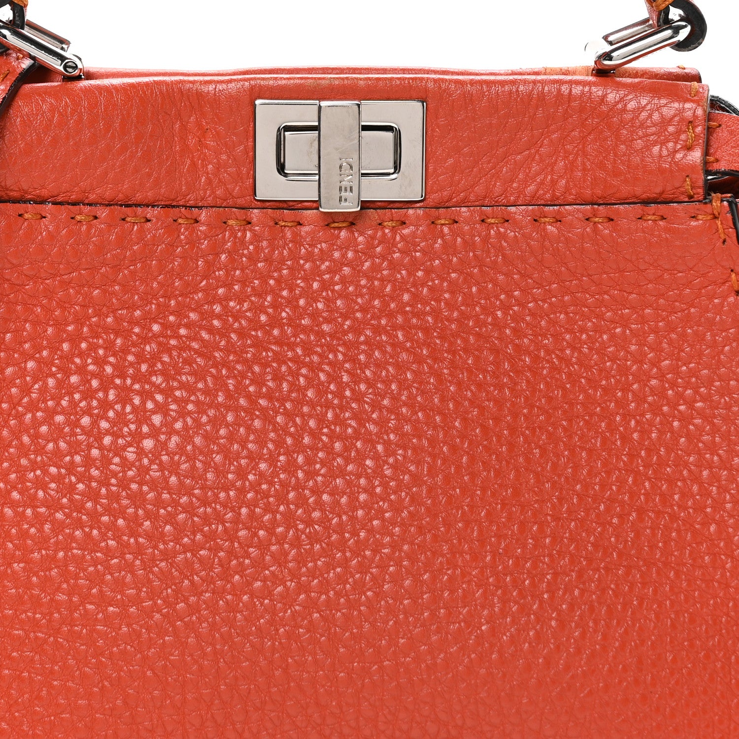 Fendi Cuoio Romano Selleria Mini Peekaboo Iconic Satchel Dark Orange 8 of 10