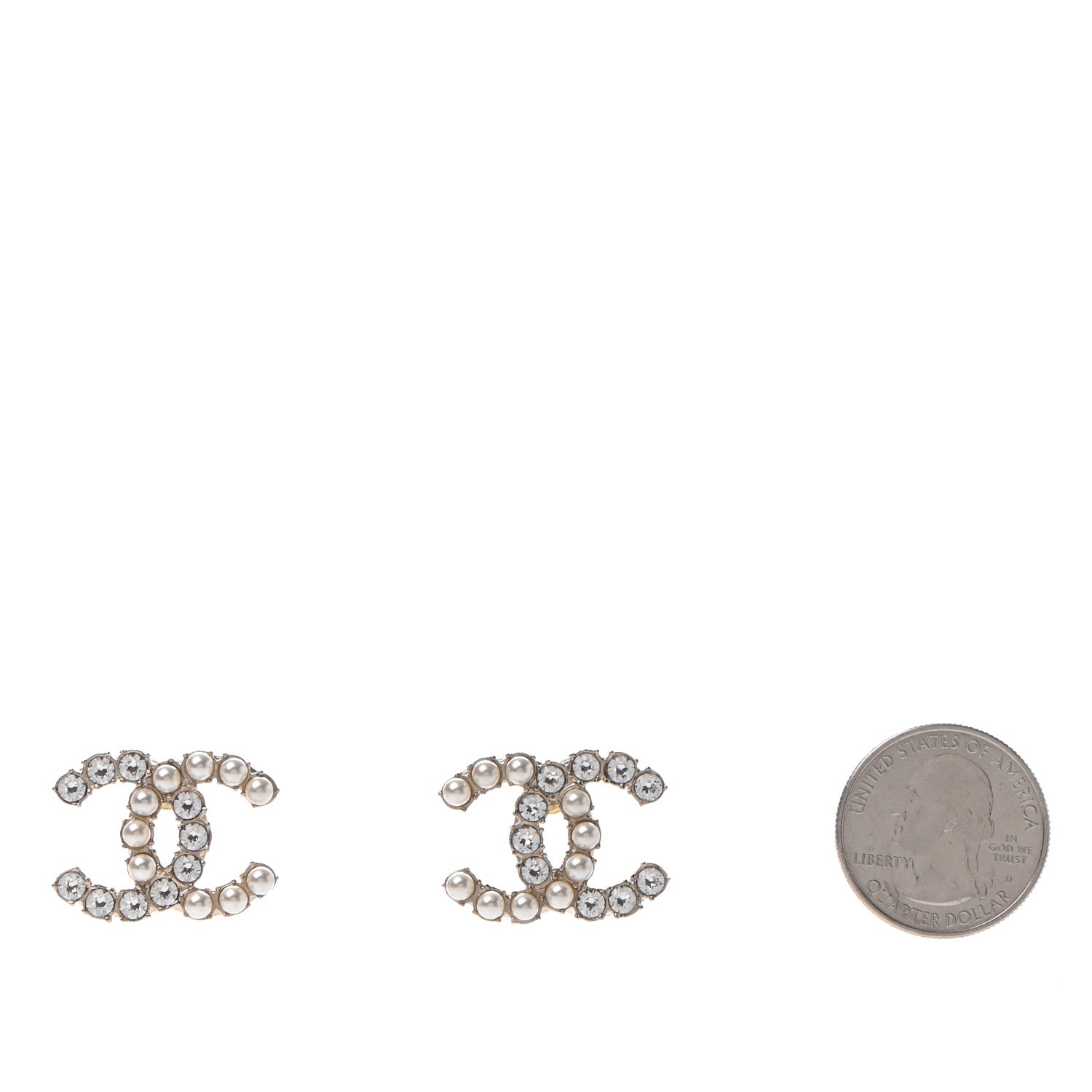 Chanel Crystal Pearl CC Dazzling Domino Earrings Gold 2 of 4