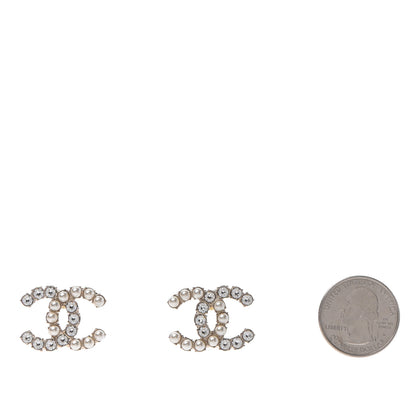 Chanel Crystal Pearl CC Dazzling Domino Earrings Gold 2 of 4