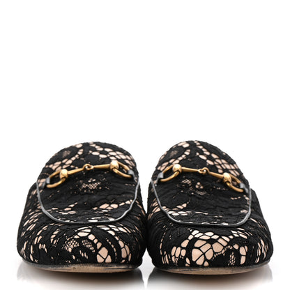 Gucci Lace Malaga Kid Womens Princetown Slippers 38.5 Black Skin Rose 3 of 12