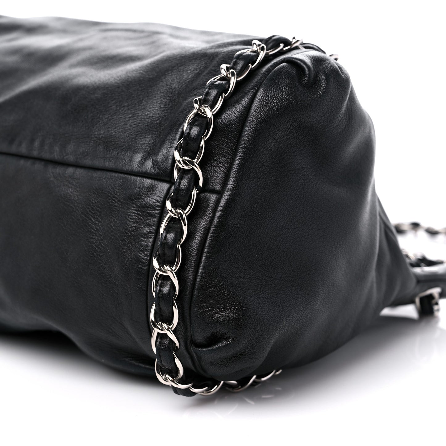 Lambskin Large Sharpei Shoulder Bag Black