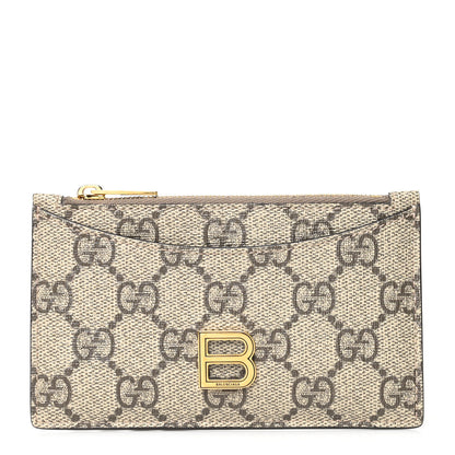 Gucci X BALENCIAGA GG Supreme Monogram Zip Card Case Beige Ebony 1 of 6