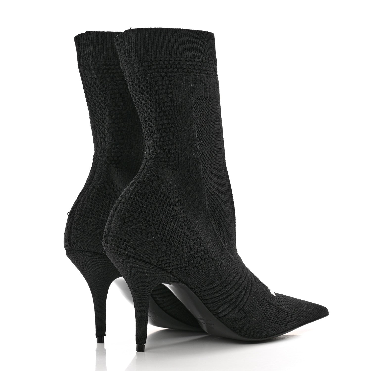 Balenciaga Textured Recycled Knit Logo Extreme Pointed Toe Knife 2.0 Booties 38 Black 4 of 10