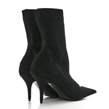 Balenciaga Textured Recycled Knit Logo Extreme Pointed Toe Knife 2.0 Booties 38 Black 4 of 10