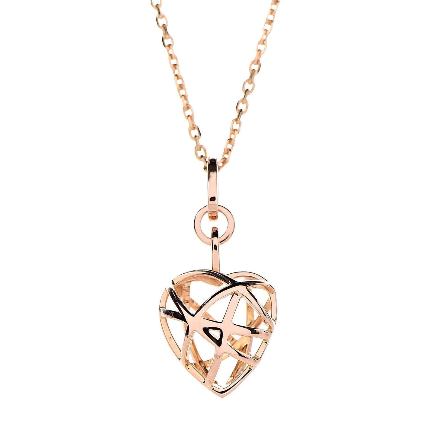 18K Rose Gold Heart Pendant Necklace