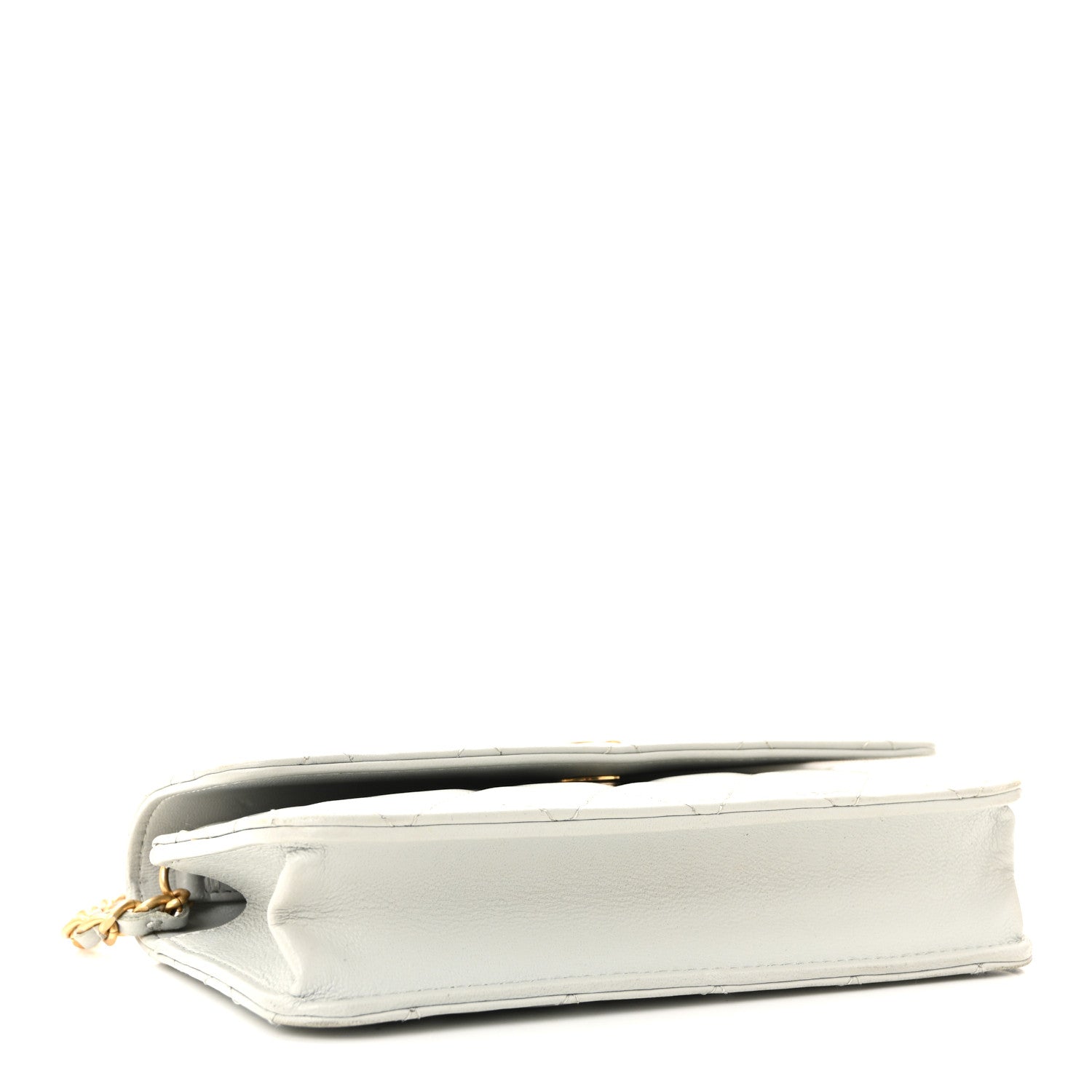 Chanel Lambskin Pearl Crush Quilted Flap Phone Holder With Chain Light Grey 4 of 12