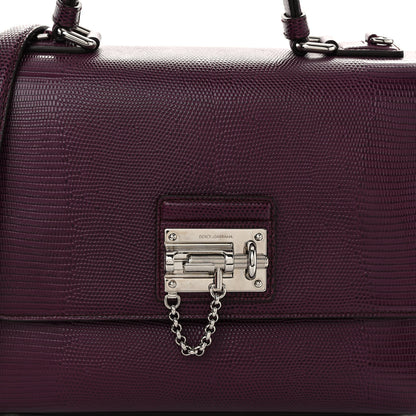 Dolce & Gabbana Lizard Calfskin Embossed Medium Monica Top Handle Bag Purple 8 of 11