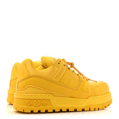 Louis Vuitton Calfskin Alligator Embossed Mens LV Trainer Maxi Sneakers 6 Yellow 5 of 13