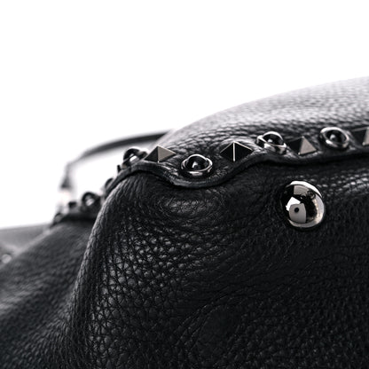 Valentino Garavani Grained Calfskin Onyx Medium Rockstud Rolling Tote Black 9 of 14
