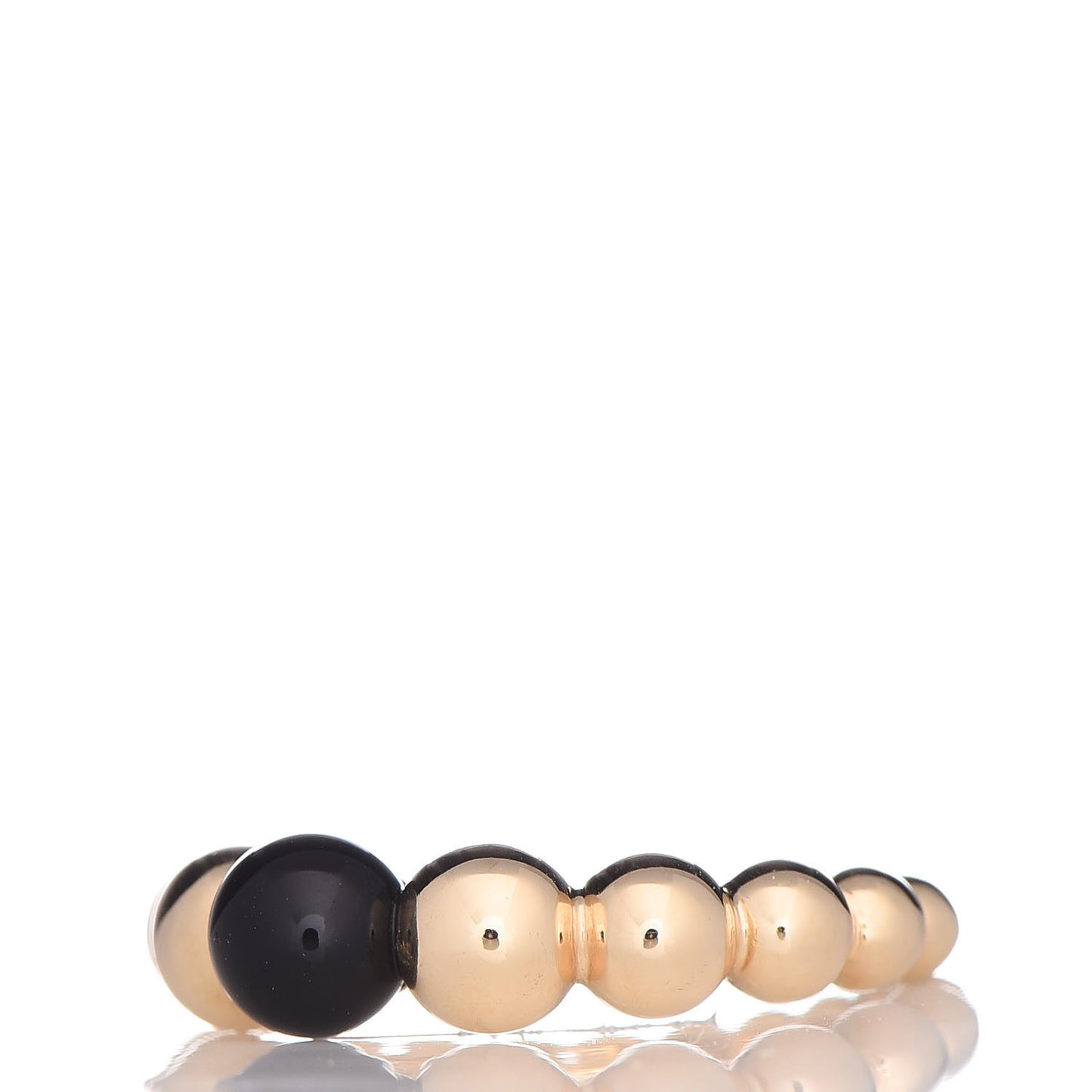 18K Yellow Gold Onyx Perlée Couleurs Variation Ring 52 6
