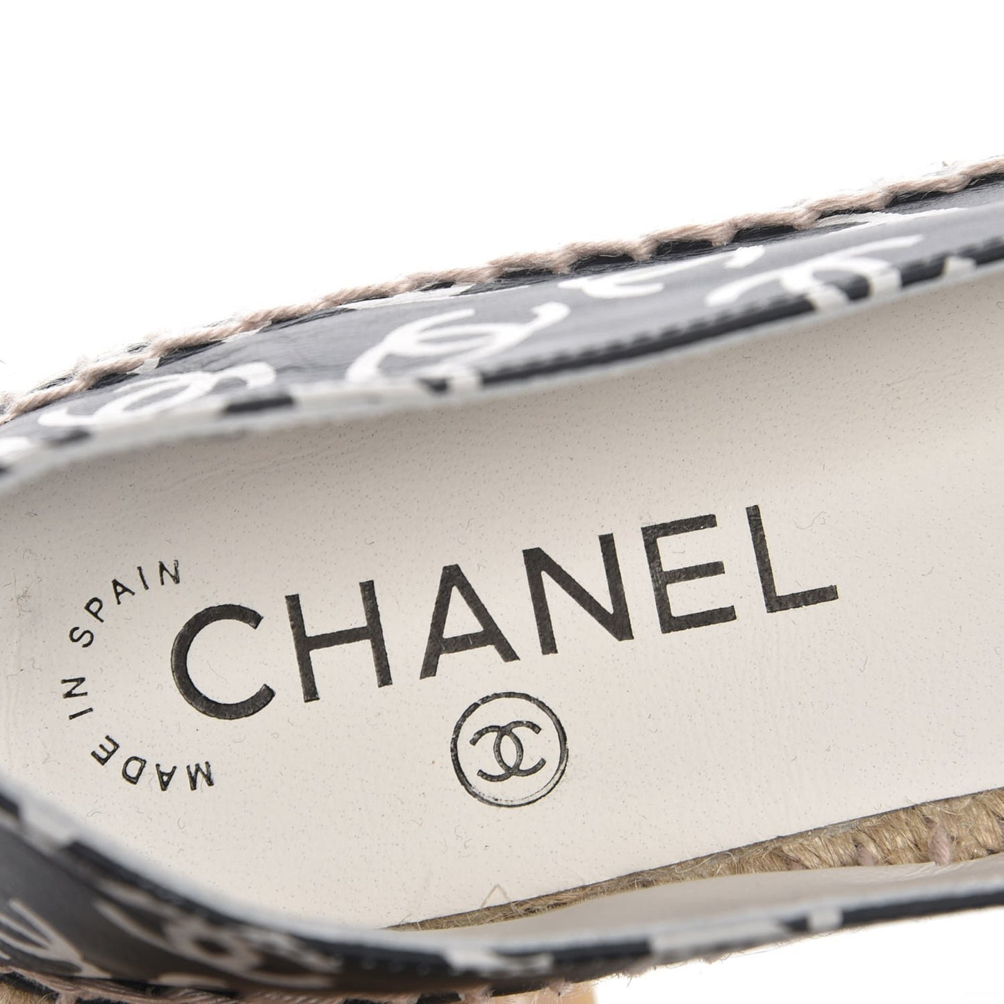 Lambskin Printed CC Espadrilles 38 Black White