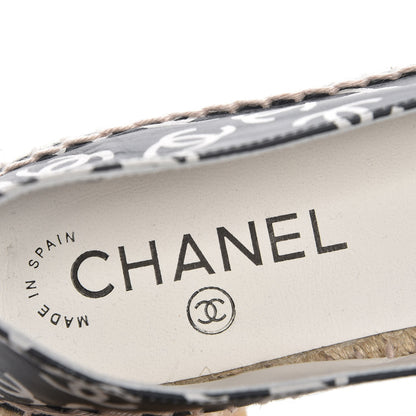 Chanel Lambskin Printed CC Espadrilles 38 Black White 8 of 9