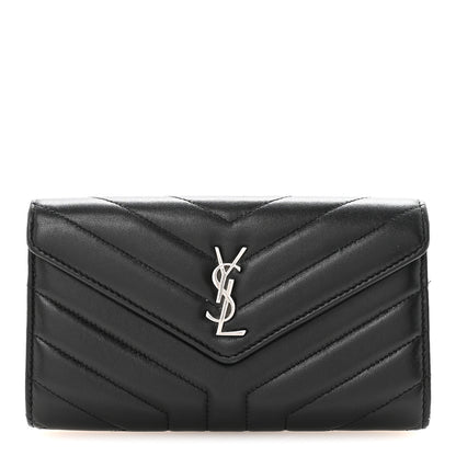 Saint Laurent Lambskin Y Quilted Monogram Large Loulou Flap Wallet Black 1 of 7