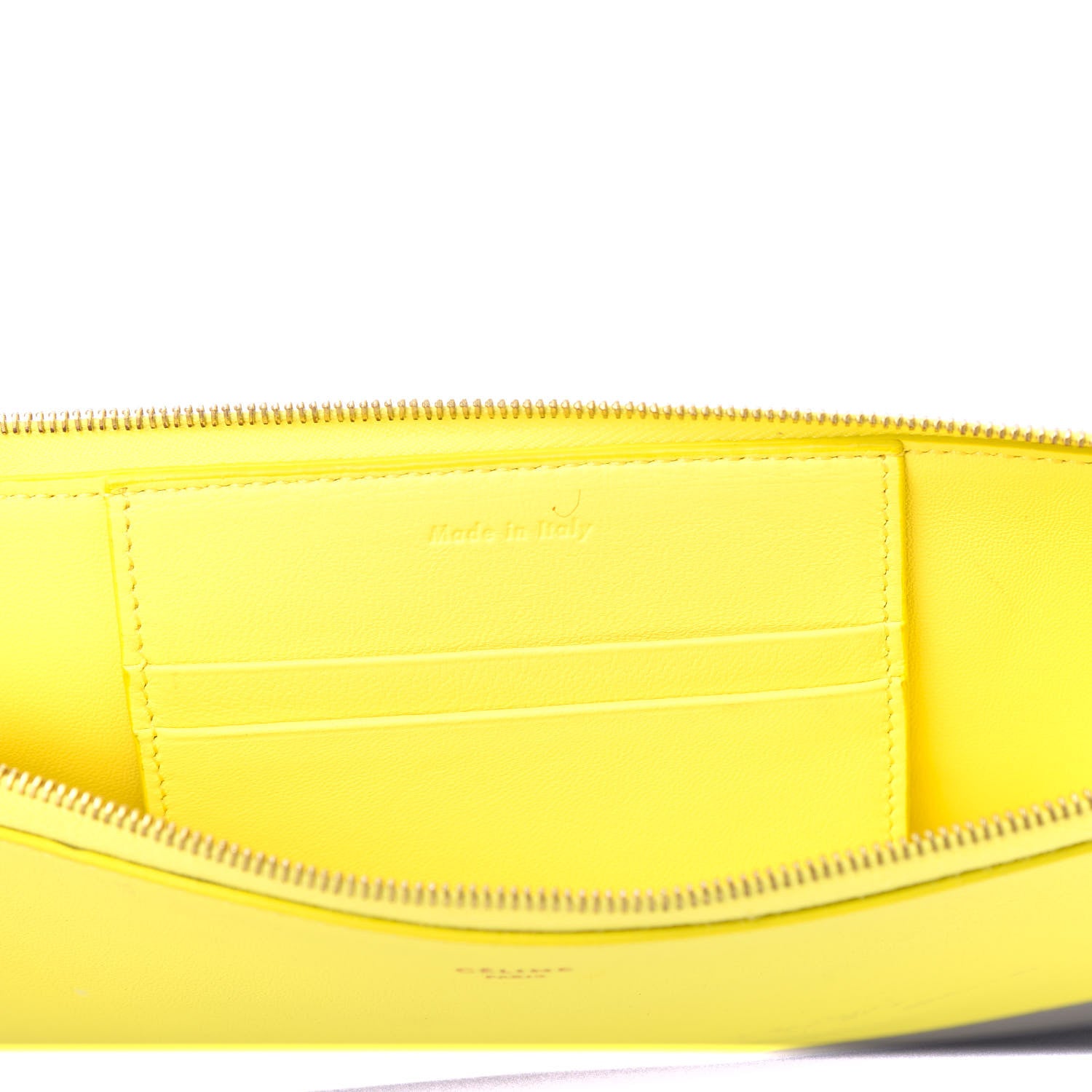 Celine Lambskin Bi-Color Solo Clutch Pouch Fluo Yellow Grey 8 of 9