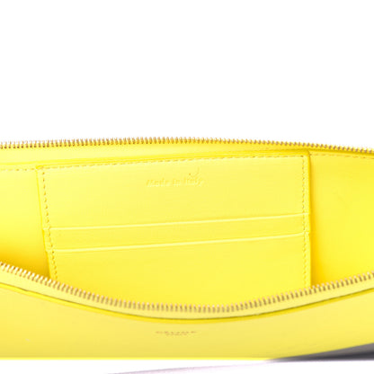 Celine Lambskin Bi-Color Solo Clutch Pouch Fluo Yellow Grey 8 of 9