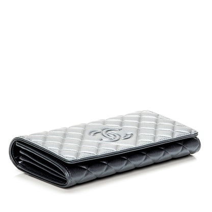 Chanel Calfskin Quilted Large Diamond CC Flap Wallet Dark Silver 4 of 8