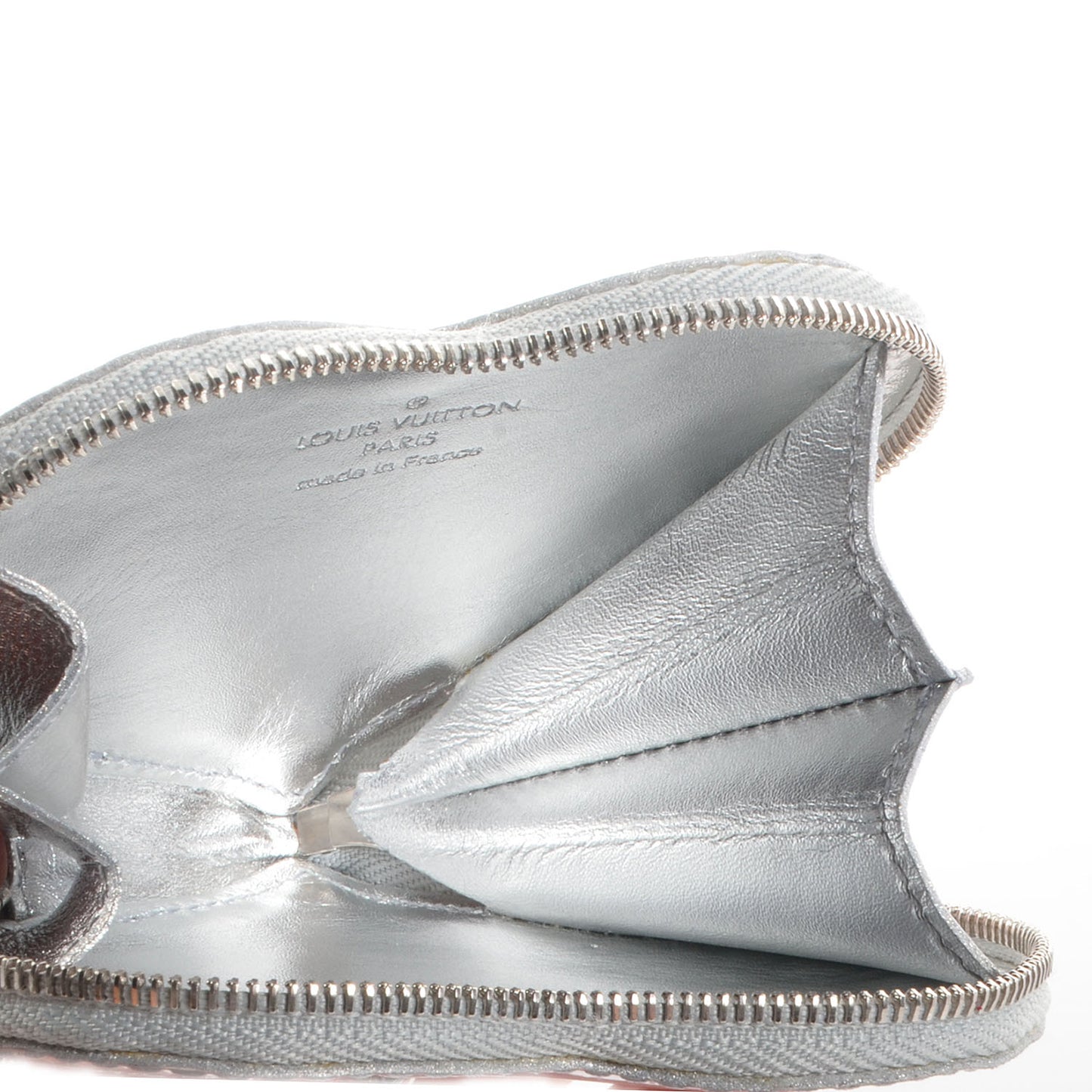 Monogram Miroir Heart Coin Purse Silver