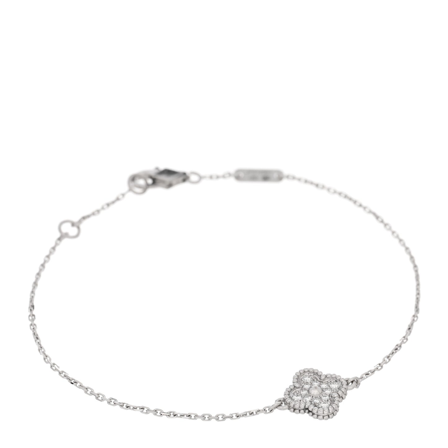 18K White Gold Diamond Sweet Alhambra Bracelet