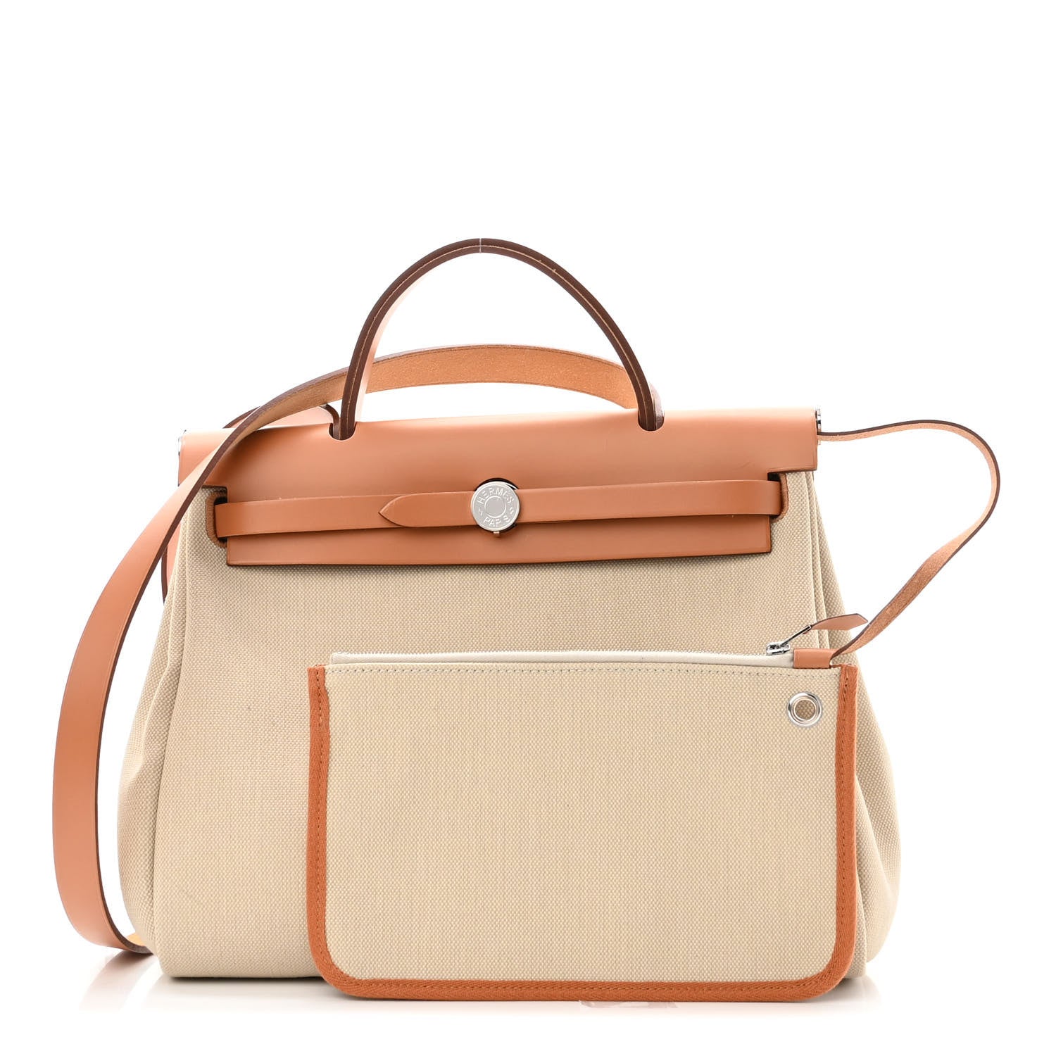 Hermes Vache Hunter Criss Viking Herbag Zip Retourne 31 PM Ecru Beige Naturel 1 of 10