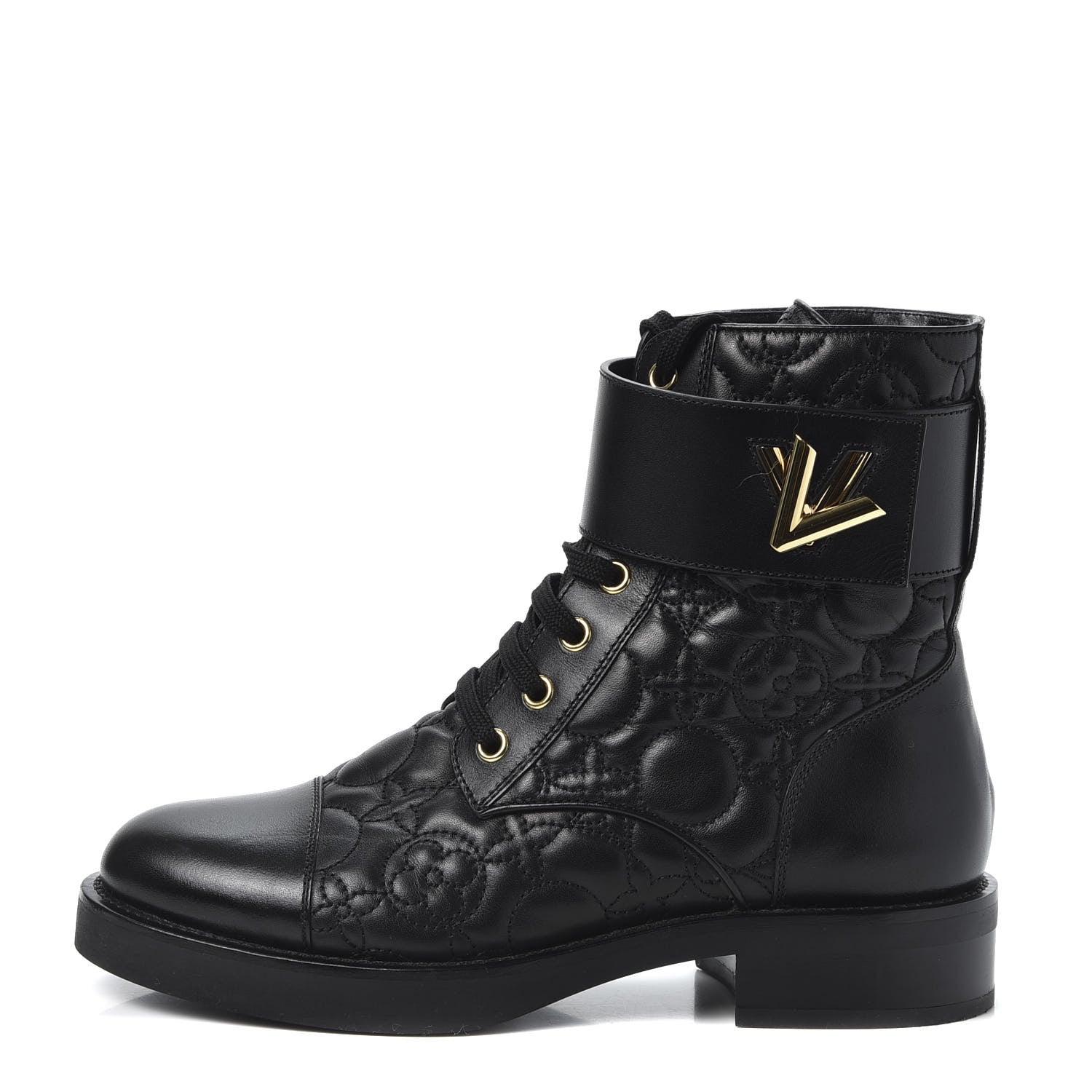 Louis Vuitton Calfskin Embossed Wonderland Ranger Boots 36.5 Black 1 of 11