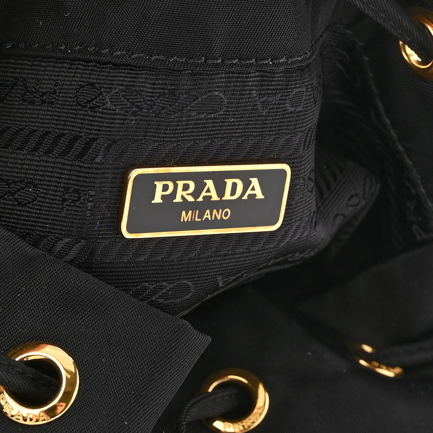 Prada Saffiano Tessuto Nylon Mini Bucket Crossbody Bag Black 6 of 10